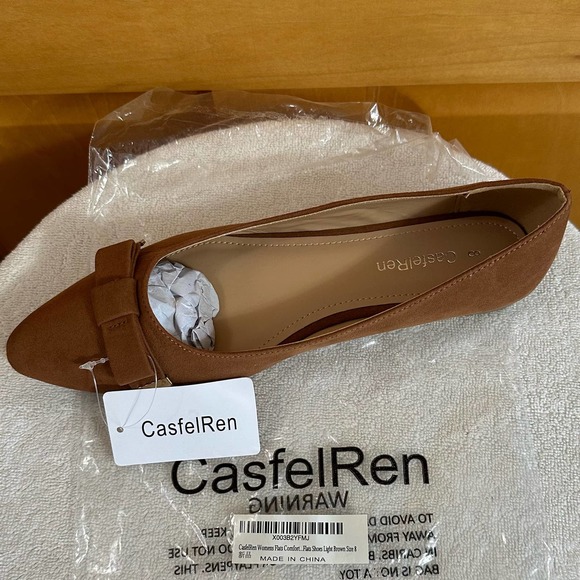 NWT, CasfelRen Women's Size 8 Flats Comfort Shoe Light Brown - Picture 6 of 12